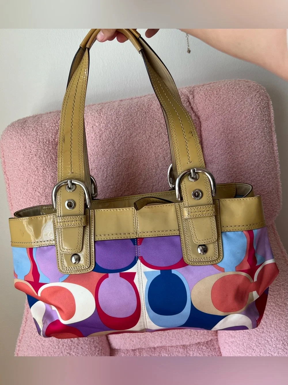 Coach Soho Pleated Sateen Multicolor Print Tote